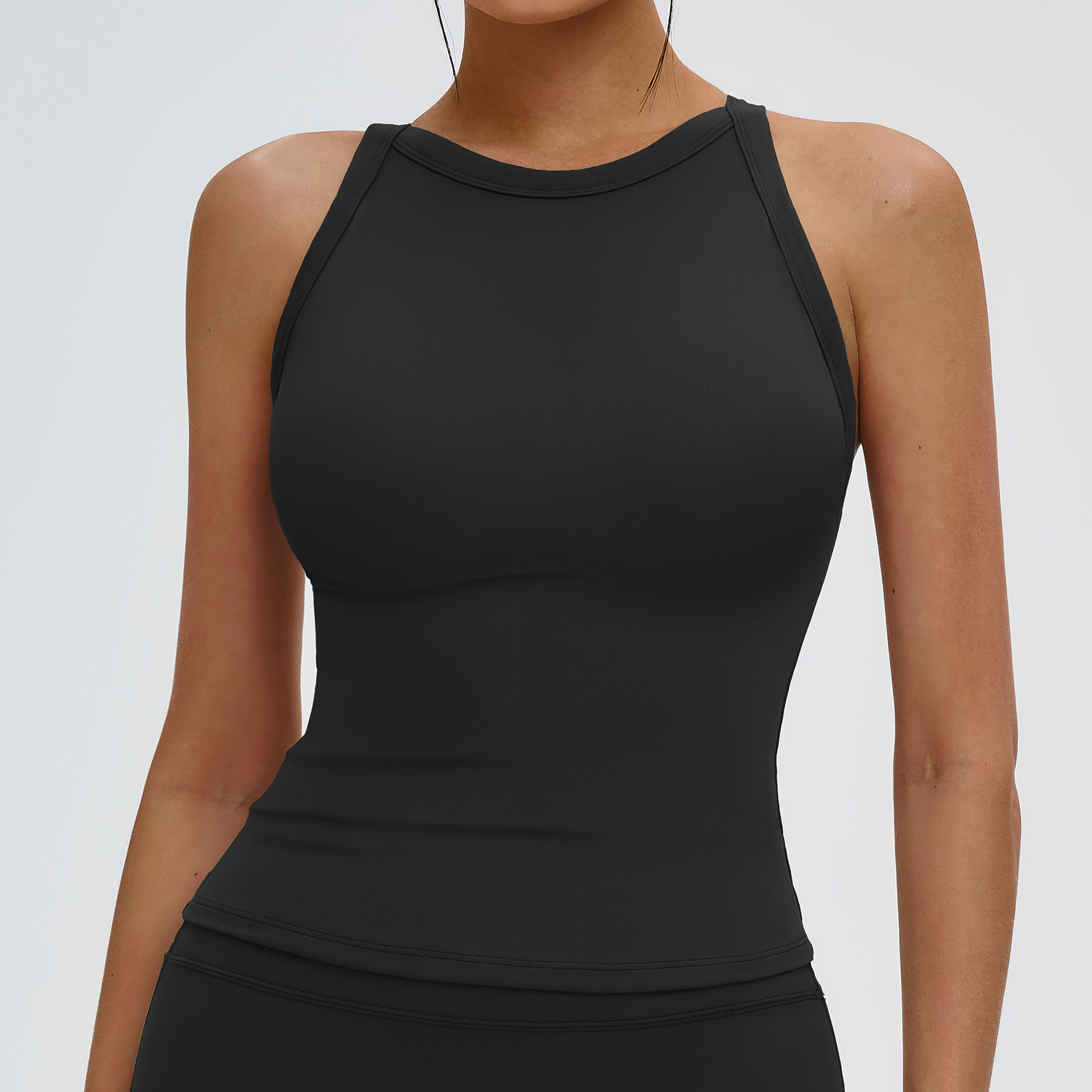 Women Halter Neck Padded Slim Fit Yoga Workout Tank Top