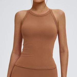 Women Slim Halter Neck Stretch Padded Yoga Training Camisole Top