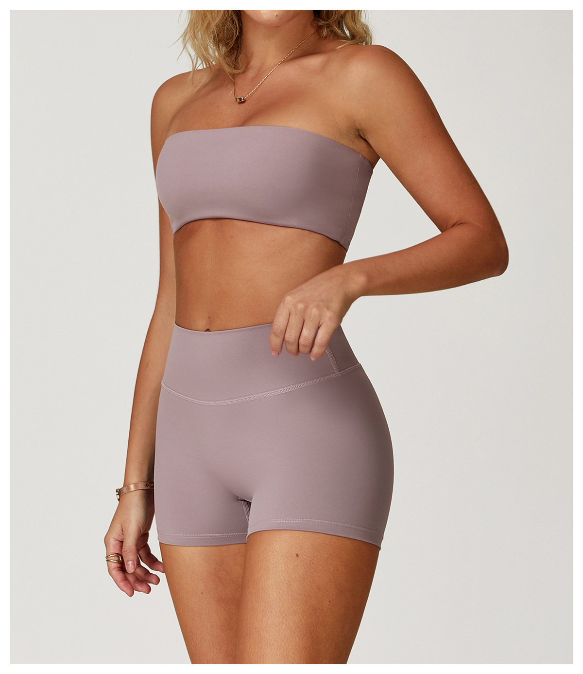 Pastel Pink Form-Fitting Workout Tube Top - 图片 5