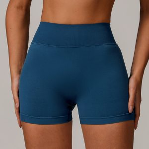 High Waist Ribbed Seamless Tummy Control Women Workout Biker Shorts