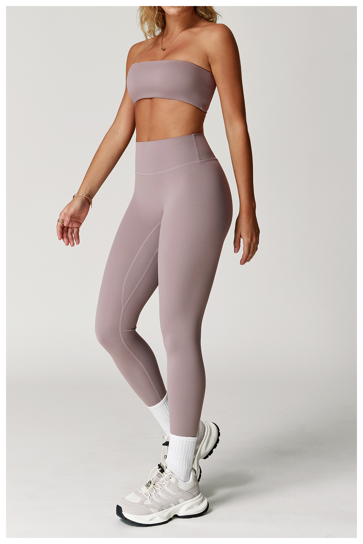 Pastel Pink Form-Fitting Workout Tube Top - 图片 7