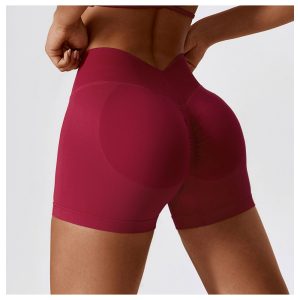 V Cross High Waist Scrunch Butt Seamless Yoga Workout Biker Shorts